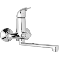 Nástenná umývadlová a sprchová batéria SLIM, rozteč 100 mm, otočný prepínač v tele, bez príslušenstva, ramienko 200 mm