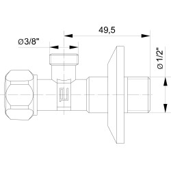 Rohový ventil, 1/2" - 3/8", bez filtru