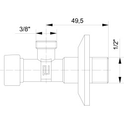 Rohový ventil, 1/2" - 3/8", s filtrem