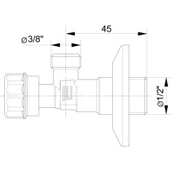 Rohový ventil 1/2" - 3/8", bez filtra