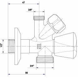 Ventil kombinovaný 1/2"-3/8"-3/4"