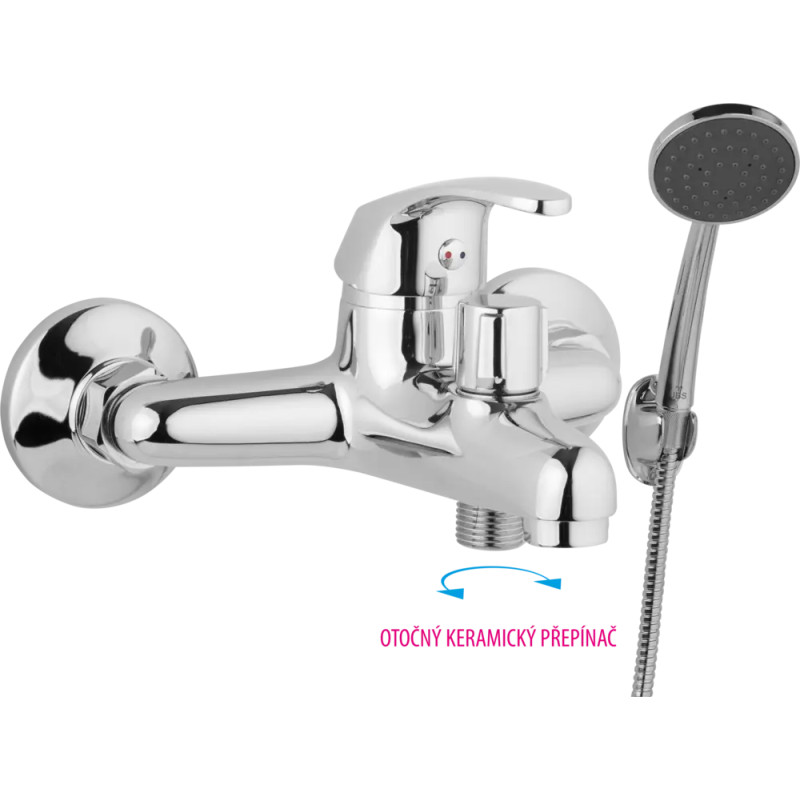 Vaňová nástenná batéria SLIM 150 mm, s otočným prepínačom s príslušenstvom